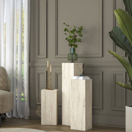 Hanah Home Juego de Mesas Auxiliares Travertino